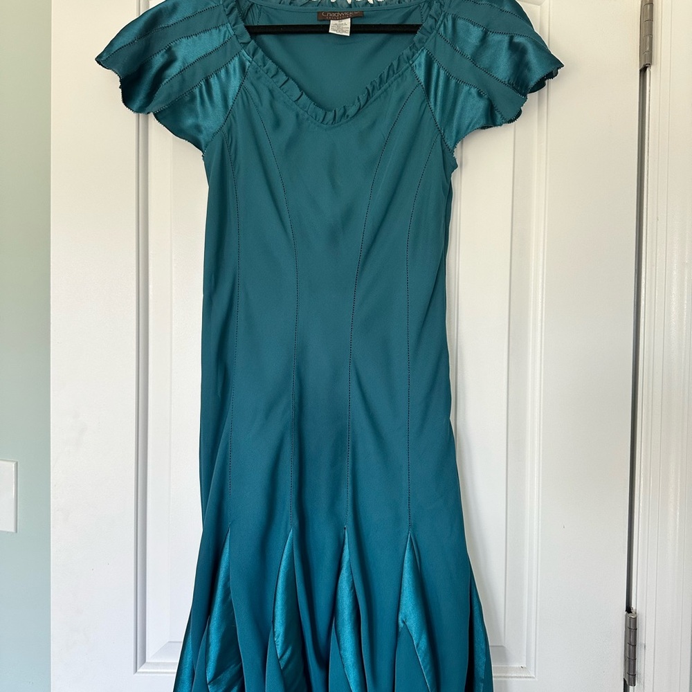 CHADWICK’S TEAL FLUTTER-SLEEVE DRESS (4P)